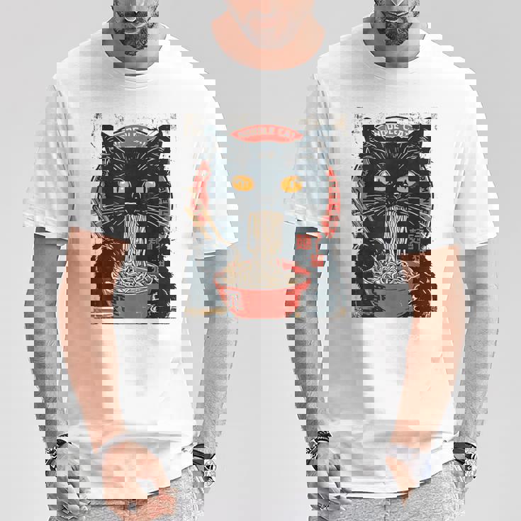 麺 猫 ラーメン好き 和食 猫 アート デザイン Tシャツ 面白い贈り物