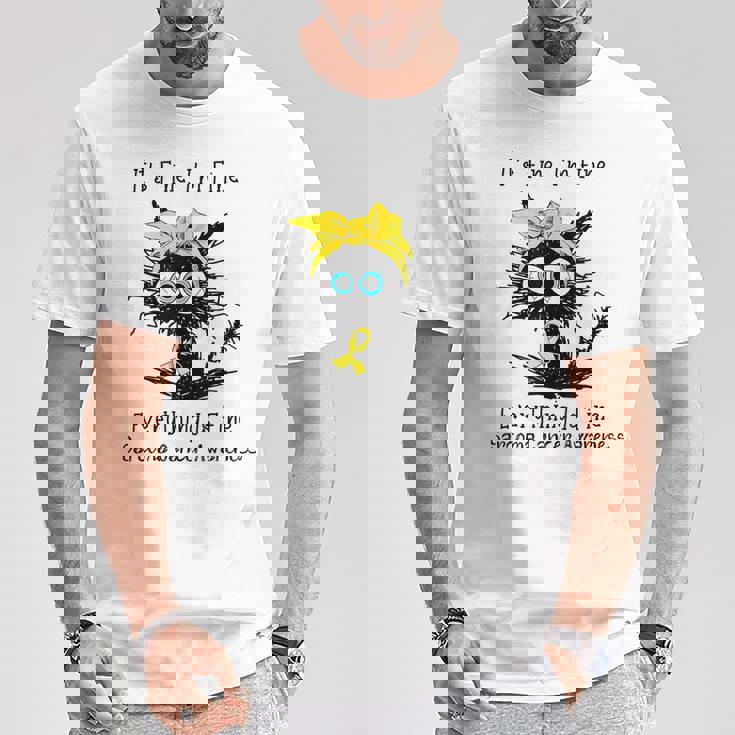 黒猫大丈夫だよ元気だ肉腫啓発 Tシャツ 面白い贈り物