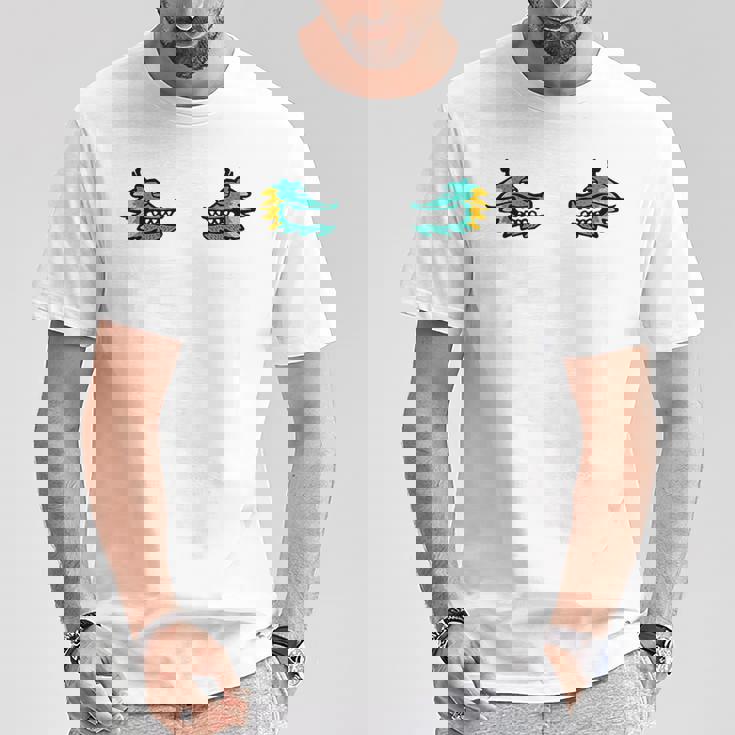 龍 ドラゴン 顔 対称 ポップアート 和風ユニークデザイン Tシャツ 面白い贈り物
