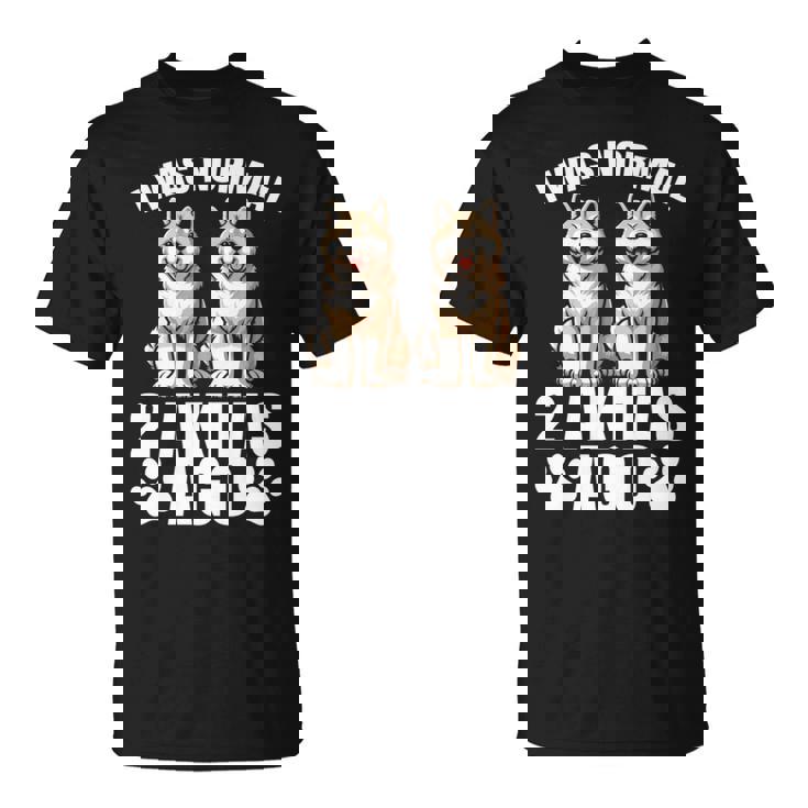 2 秋田犬前は普通だった 面白い秋田犬愛好家 長袖tシャツ Tシャツ