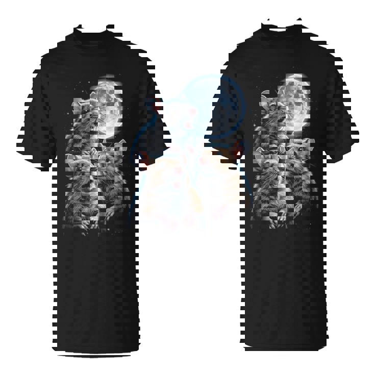 3 マウス 月 3 匹のネズミ 面白い げっ歯類 恋人 ユーモア 空 夜 長袖tシャツ Tシャツ