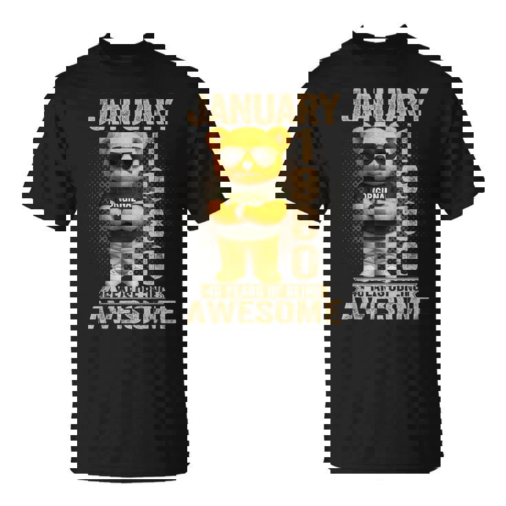 46歳 1980年1月 テディベア 46歳 誕生日 男性 女性 Tシャツ