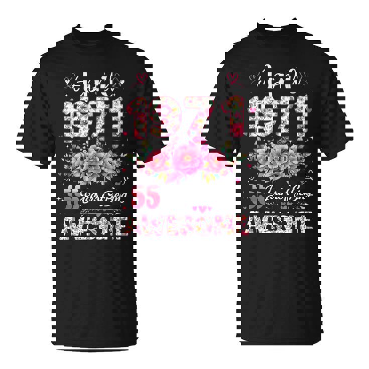 55歳 1971年4月 花柄 55歳 誕生日 男性 女性 Tシャツ