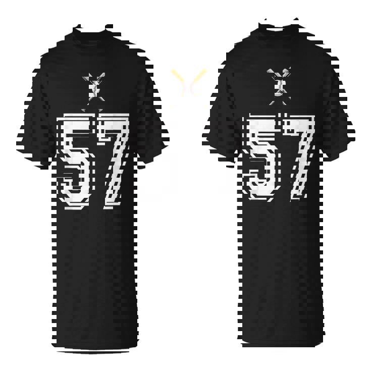 57 番 野球スタイル ヴィンテージホワイト Tシャツ