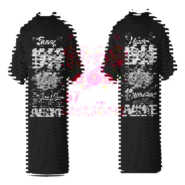 57歳 1969年2月 花柄 57歳 誕生日 男性 女性 Tシャツ