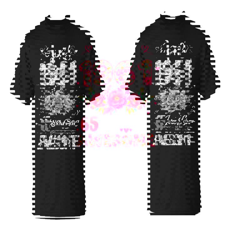 65歳 1961年4月 花柄 65歳 誕生日 男性 女性 Tシャツ