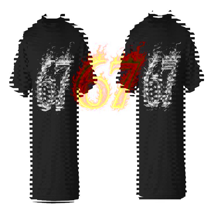 67 Fireixeven Meme Flames スラング 数字 面白い キッズ ティーン 長袖tシャツ Tシャツ
