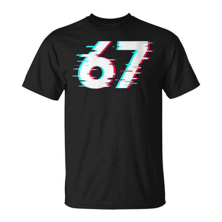 67 Meme Glitch Six Seven Distorted RGB Optical Illusion T-Shirt | Mazezy