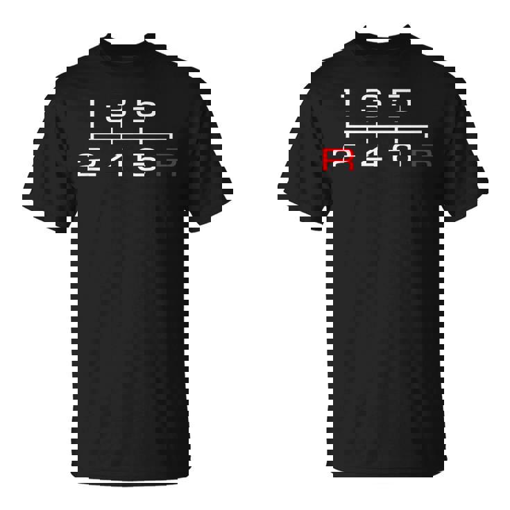 6速マニュアルシフトパターンノブ カーテーマ Tシャツ