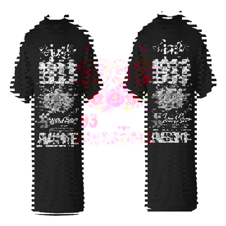 93歳 1933年4月 花柄 93歳 誕生日 男性 女性 Tシャツ