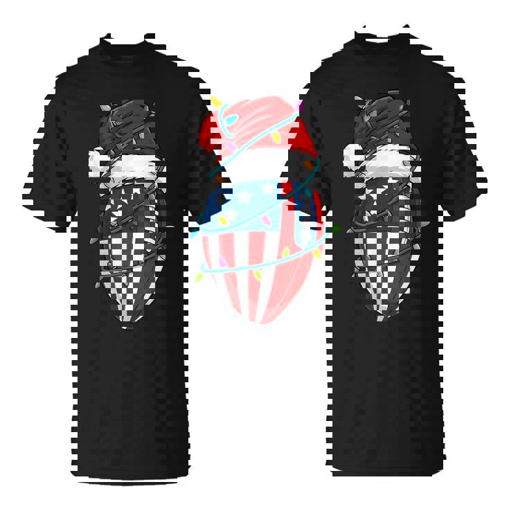 American Flag Football Light Christmas Hat T-Shirt