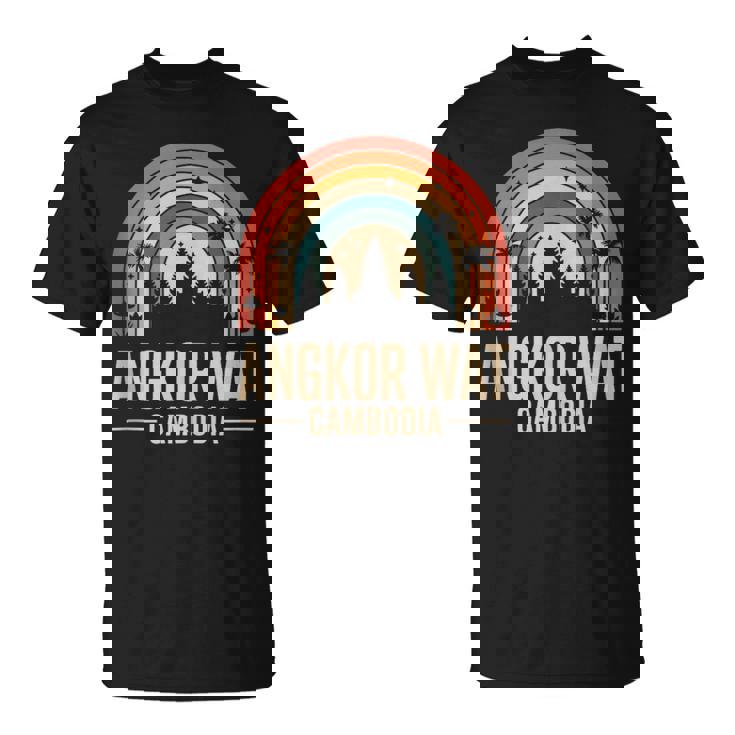 Angkor Wat Cambodia Retro Rainbow And Fun Vintage Temple Tank Top T-Shirt