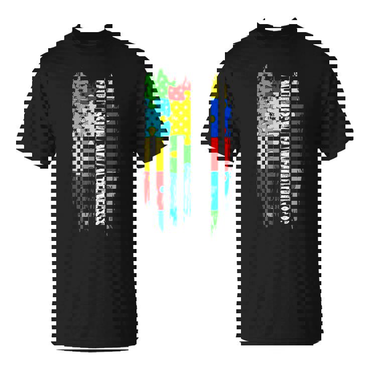 Autism Awareness Mom Dad Usa Flag T-Shirt