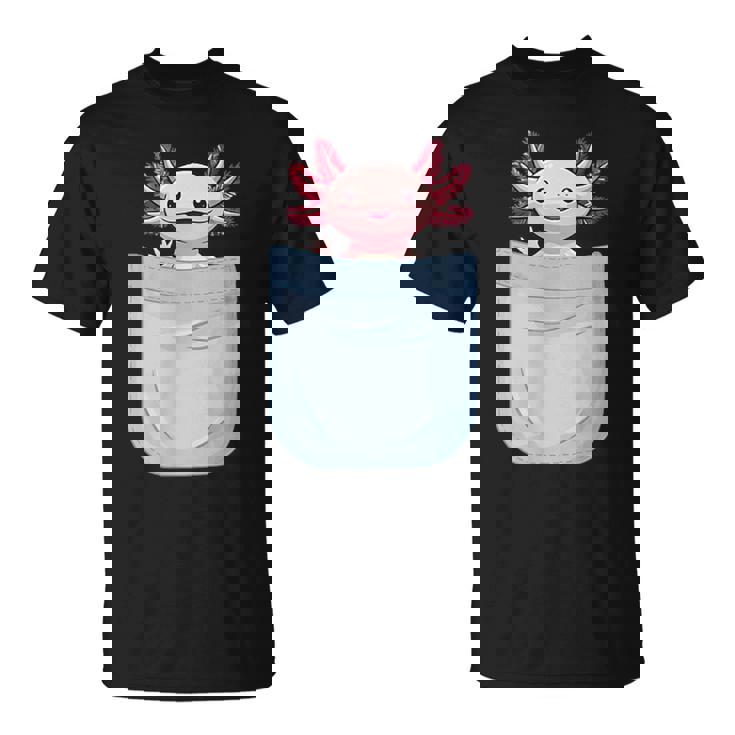 Axolotl ポケットに入った魚 両生類 ペット ホワイト アホロートル トカゲ Tシャツ