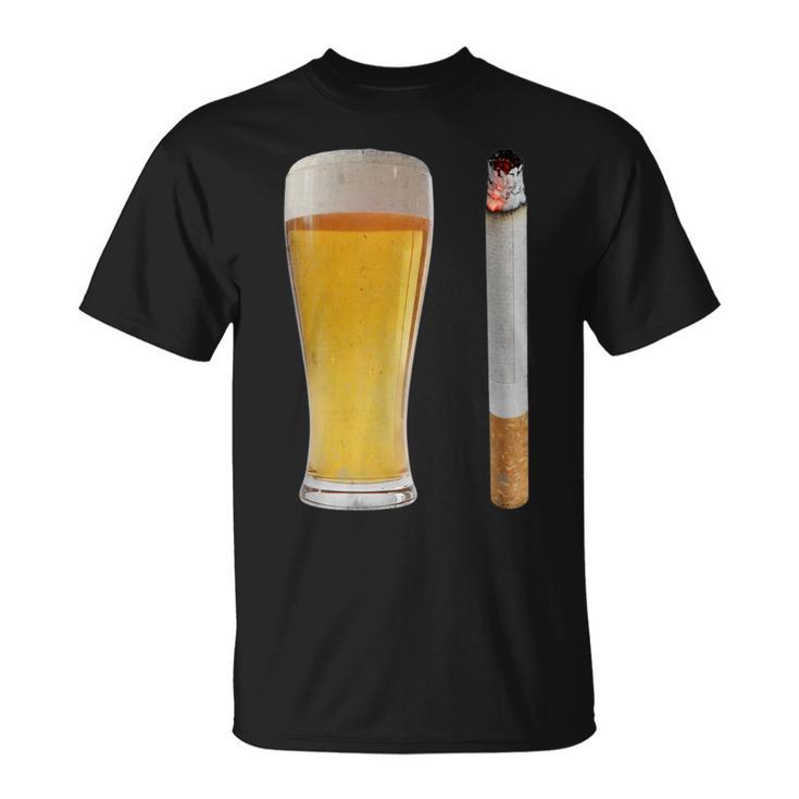 Beer & Cigarette Lover Day Drinking Dad Smoking Beer Lover T-Shirt
