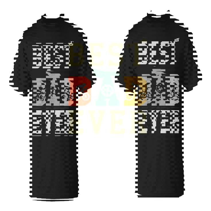 Best Dad Ever Bicicletta Mountain Bike Ciclista Da Corsa Maglietta