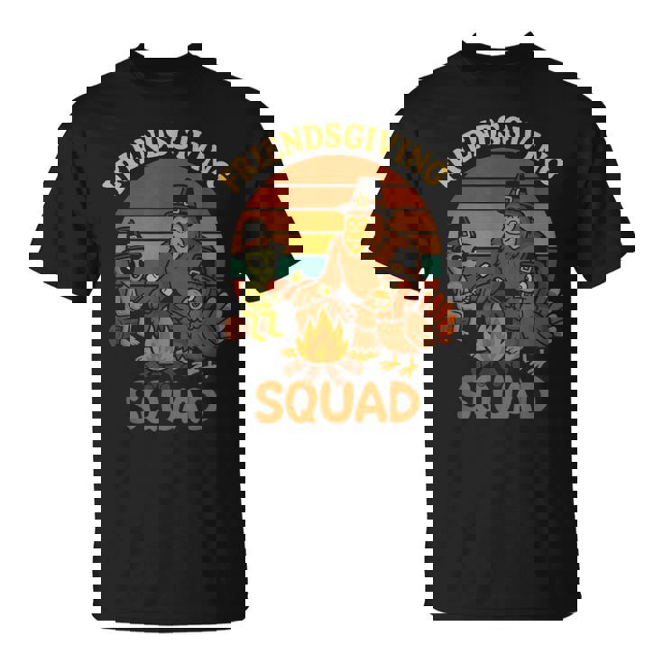 Bigfoot Alien Turkey Thanksgiving Friendsgiving Squad UFO T-Shirt