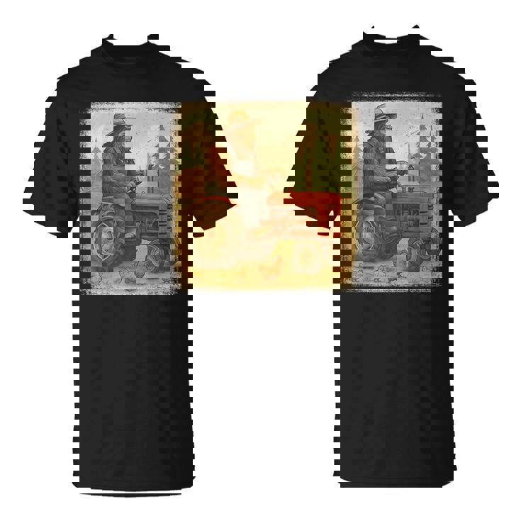 Bigfoot Driving Tractor Sasquatch Farmer Farming T-Shirt