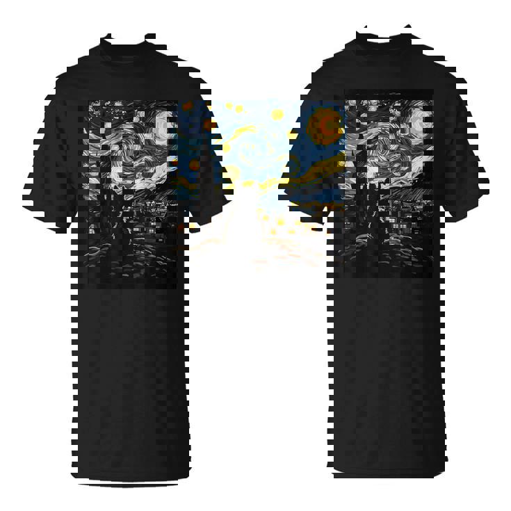 Cat Starry Night Van Gogh Cat For Cat Lover Cat Mom Cat Dad T-Shirt