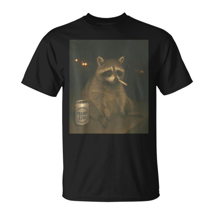 cigarette brainrot Cigarette Raccoon Smoking Racoon Meme Stupid Brainrot T-Shirt