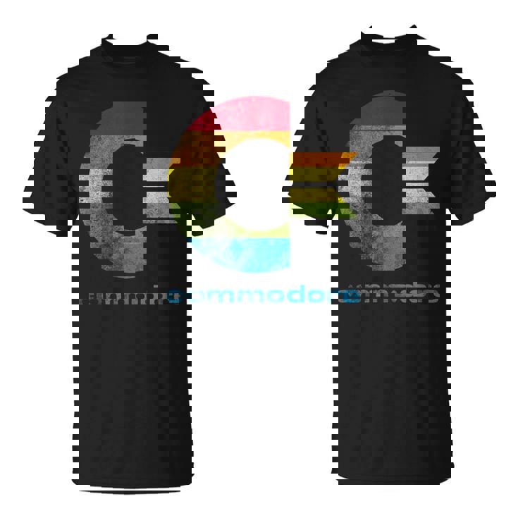 Commodore C64 大文字レインボーカラーストライプ効果 Tシャツ