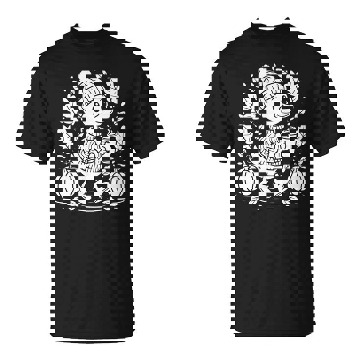 Cozyeason Duck かわいい 秋 パンプキン スパイス 秋 コーヒー 長袖tシャツ Tシャツ