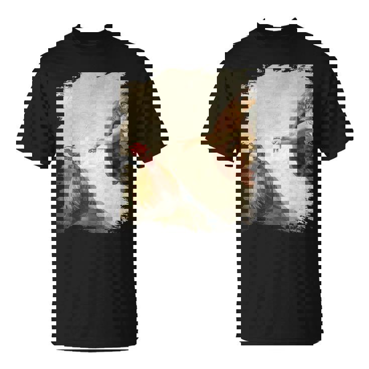 Creation Of Chicken Adam クラシック ミケランジェロ ニワトリ ファニー Tシャツ