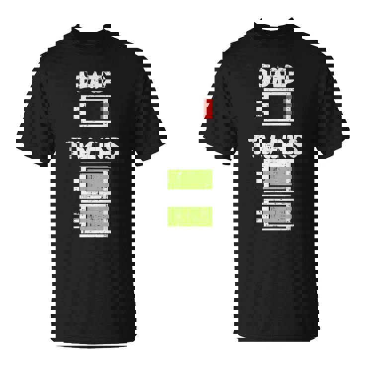 Dad Twins Battery Energy Fathers Day Daddy Papa Men Maglietta