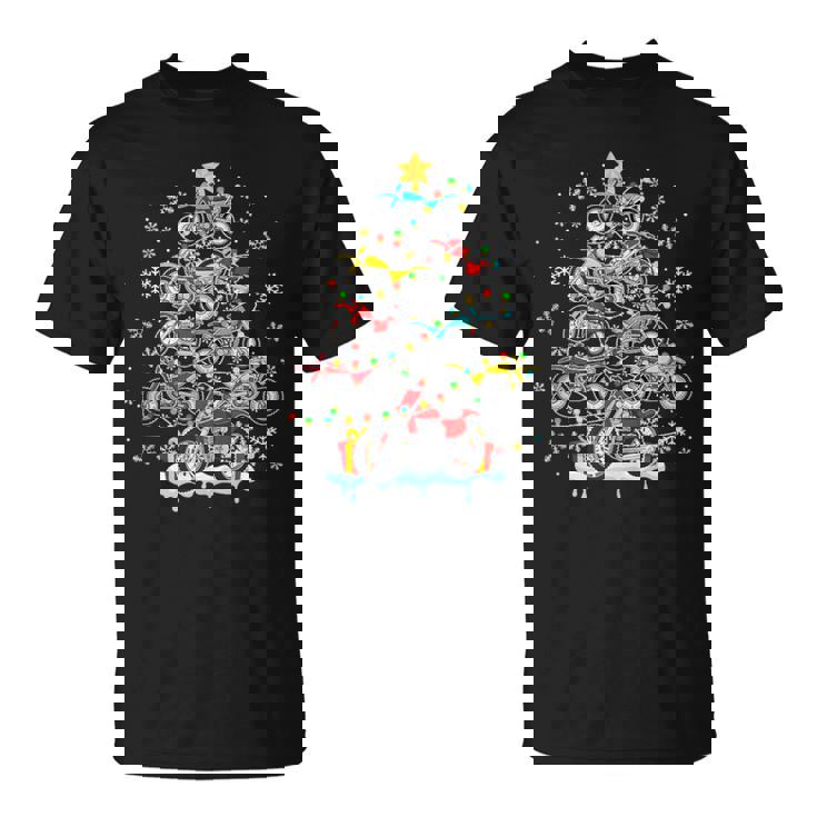 Dirt Bikes As Colorful Lights Christmas Tree Costume Biker Tank Top T-Shirt