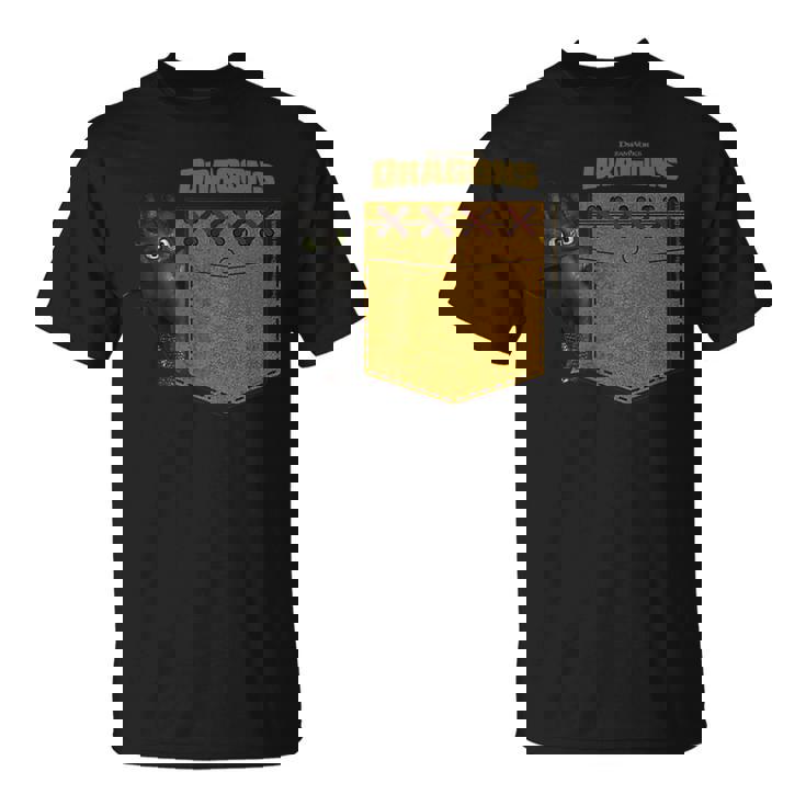 Dreamworks Dragons Toothless Leather Faux Pocket Tシャツ