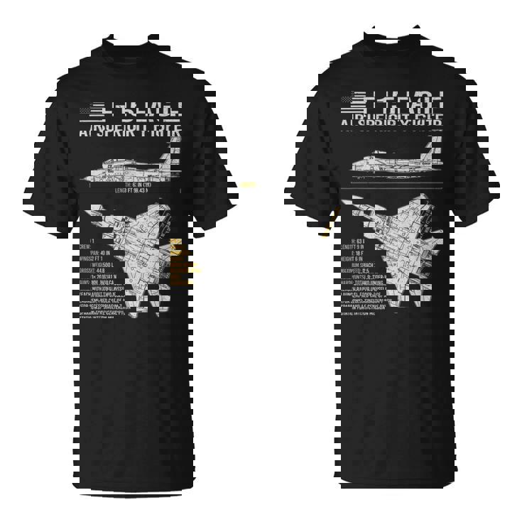 F-15イーグル航空機の設計図ジェット戦闘機データ Tシャツ