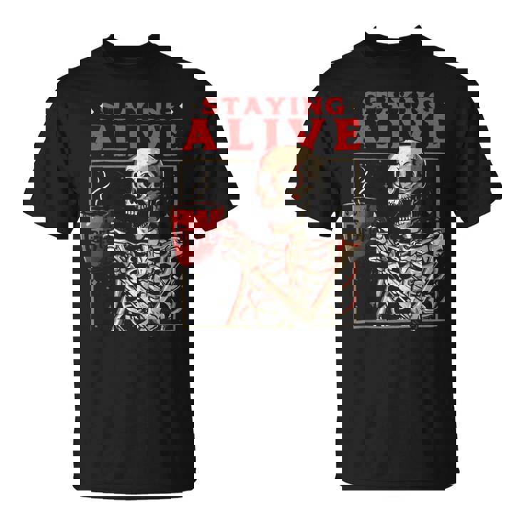 kulltaying Alive スケルトン ドリンクコーヒー Tシャツ