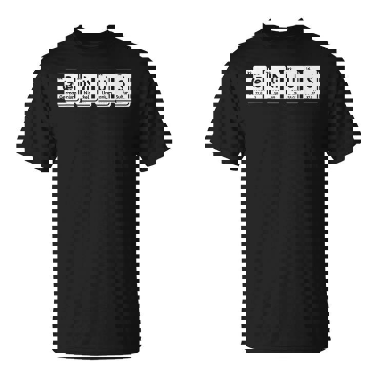 Genius Ge-Ni-U-S 化学元素科学周期表 Tシャツ