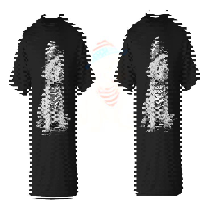 Goldendoodle 7月4日 愛国的 ゴールデンドゥードル 犬 Tシャツ