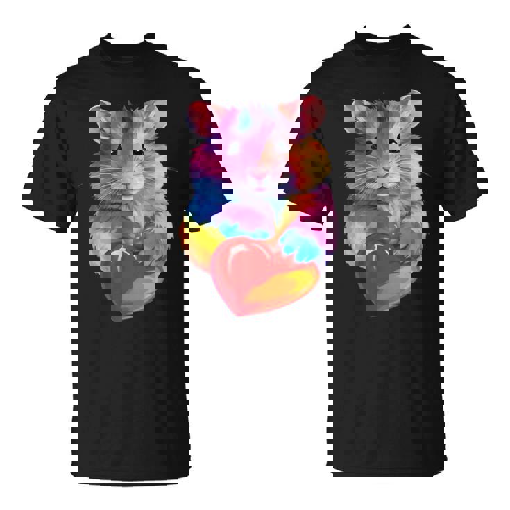 Hamster Coloré Tenant Un Cœur Mignon Arc-En-Ciel Aquarelle T-Shirt