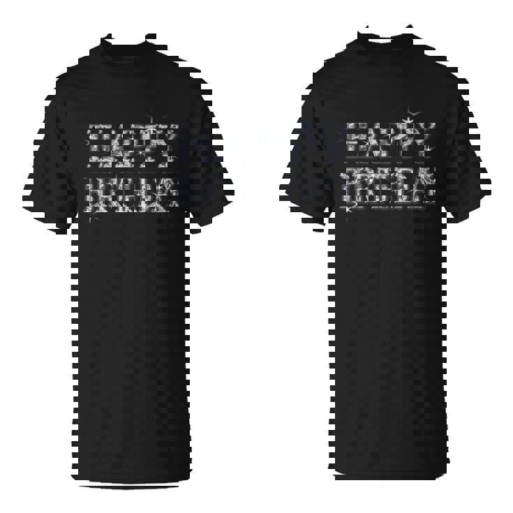 Happy Birthday ハッピーバースデー【ダイヤモンドip フォント】お誕生日 キラキラ 面白い Tシャツ