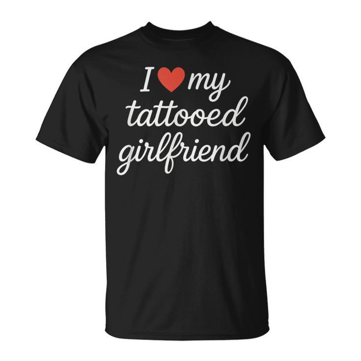 I Heart My Tattooed Girlfriend かわいいレッドハートデザイン Tシャツ