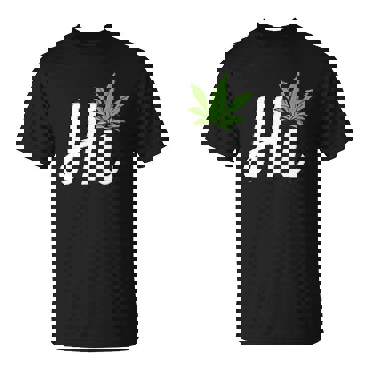 Hi Hello マリファナの葉 ハッピーファニー大麻 ウィード パイナップル Tシャツ