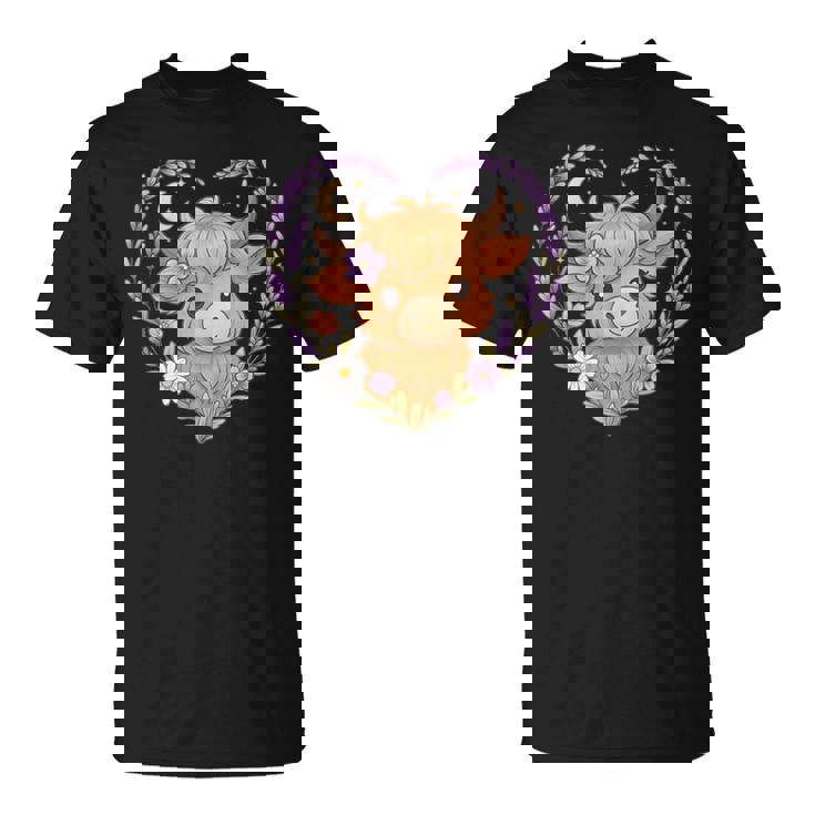 Highland Cow Lavender Heart Scottish Highland Cattle Tank Top T-Shirt