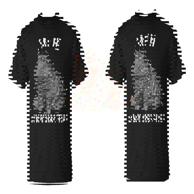 Hippo Christmas I'm Fine Everything Is Fine Wildlife T-Shirt