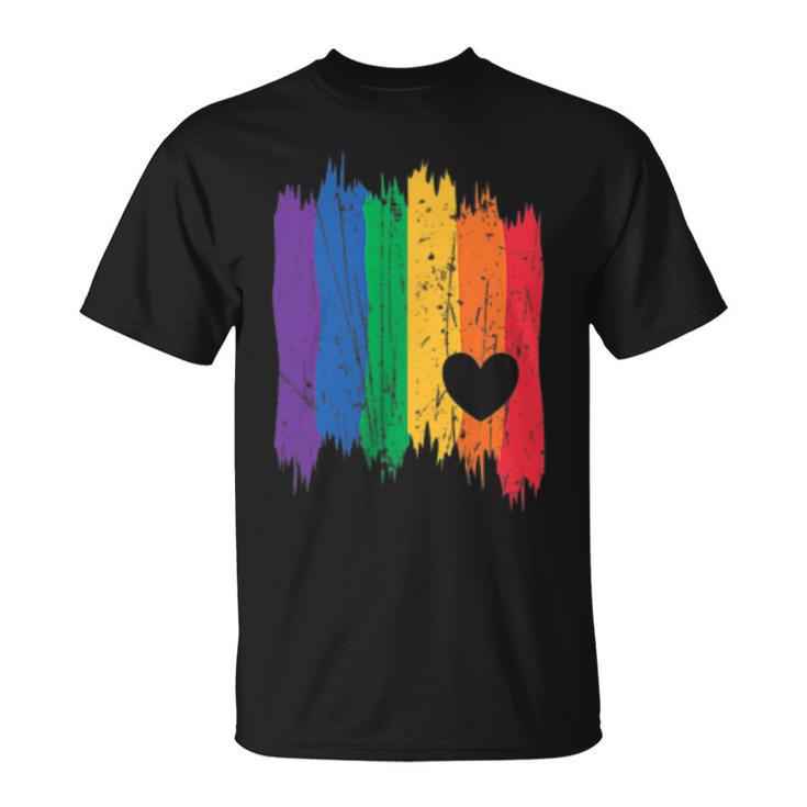 Homme Drapeau Arc-En-Ciel Couleursur La Poitrine Motif Déclaration T-Shirt