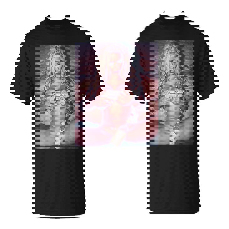 Hot Girl On ピストルを持つ少女 Tシャツ