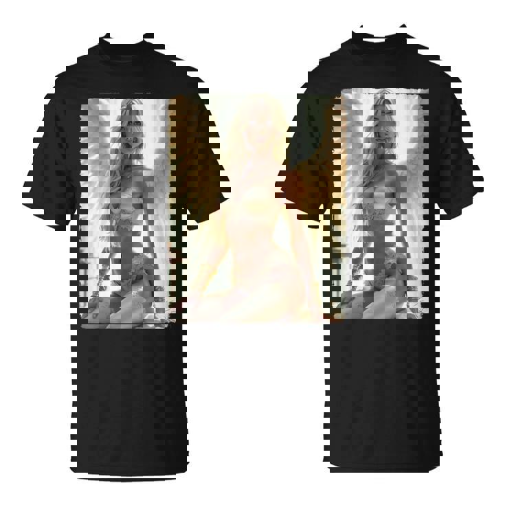 Hot Girl On 男性用 セクシーな天使の座り グランジ 長袖tシャツ Tシャツ