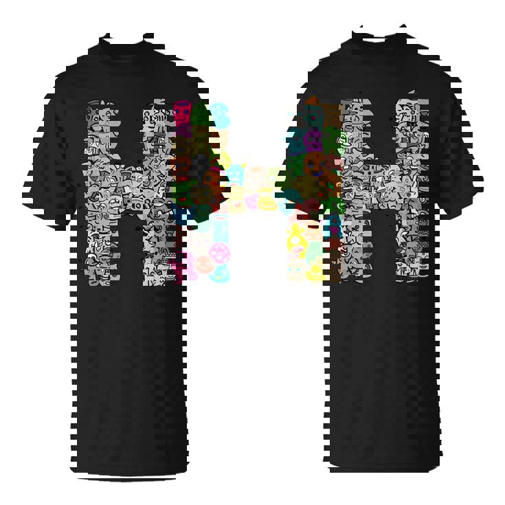 Hモンスターズ アルファベットネーム イニシャル キュート モノグラム Tシャツ