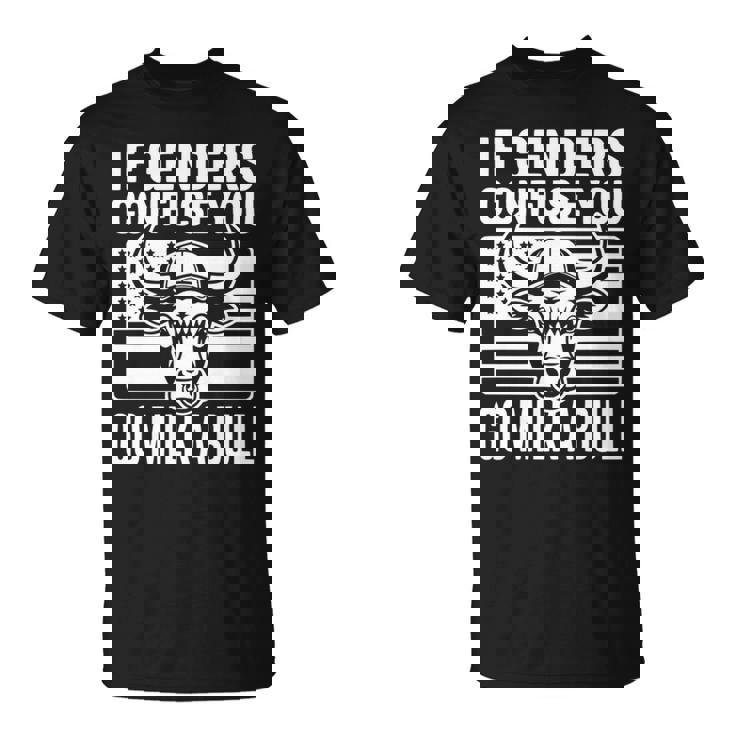 If Genders Confuse You Go Milk A Bull Usa 国旗 アメリカ 長袖tシャツ Tシャツ