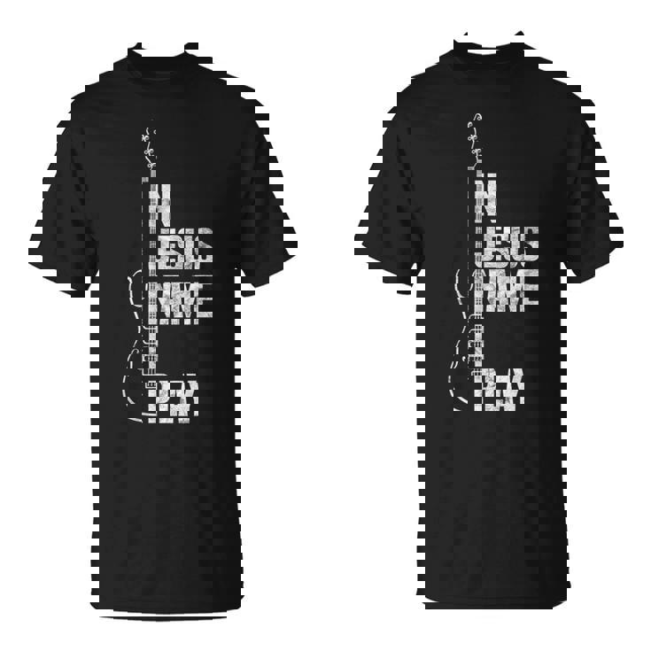 In Jesus Name I Play ギター クリスチャン ギタープレーヤー Tシャツ