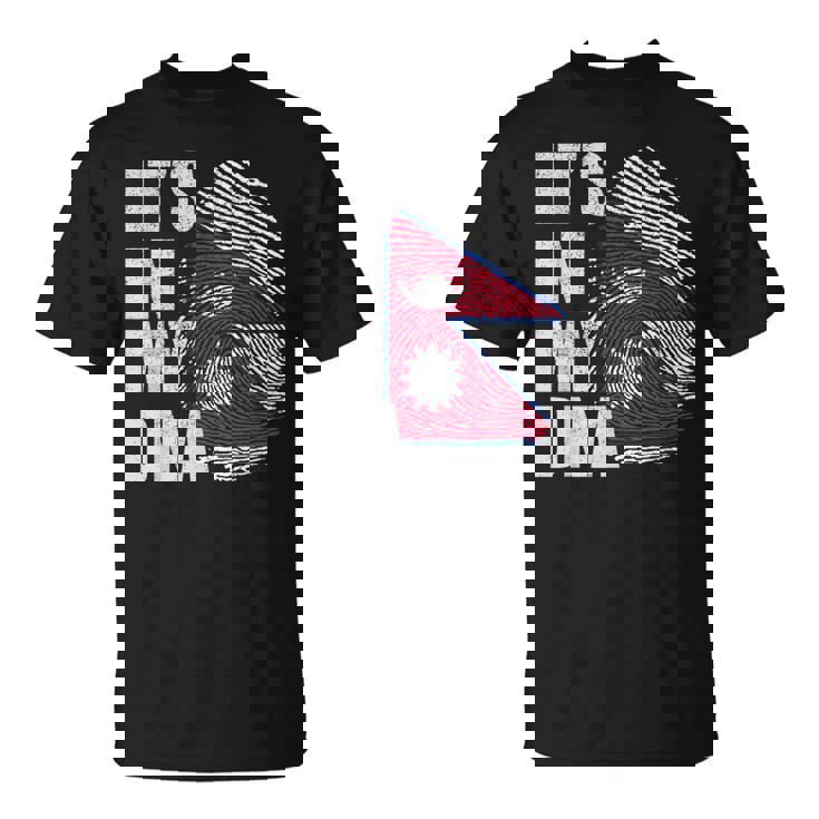 It's In My Dna ネパール ネパール国旗 指紋 Tシャツ