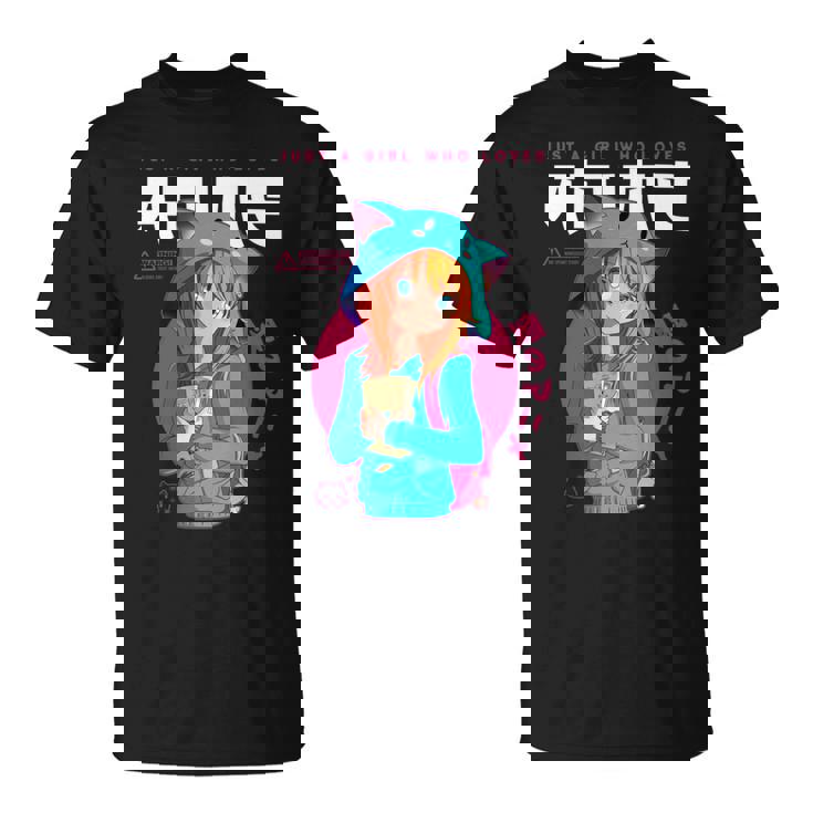 Just A Girl Loves アニメ ラーメン スケッチ オタク少女アニメ 長袖tシャツ Tシャツ
