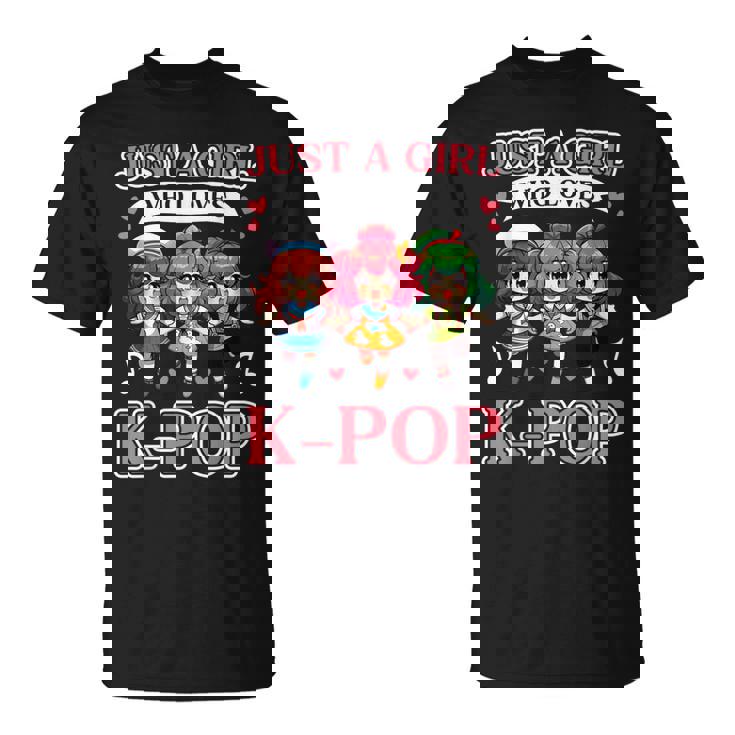 Just A Girl Who Loves K-Pop Fan Korean Music Finger Heart T-Shirt