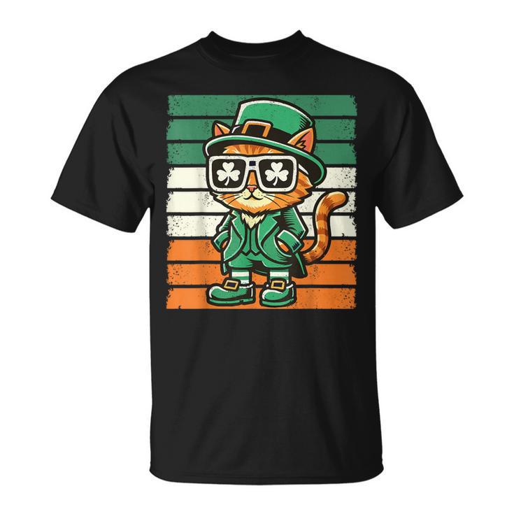 Katze Irisches Kleeblatt Männer Frauen Kinder Lustigt Patrick's Day T-Shirt